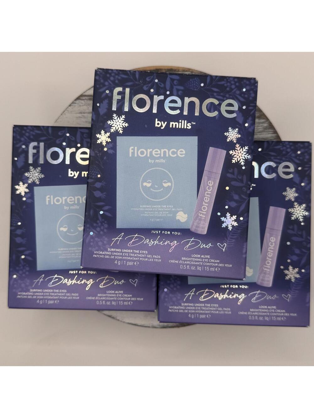 Lot of 3 Florence by Mills Dashing Duo Set- Brightening Eye Cream + Eye Gel Pads